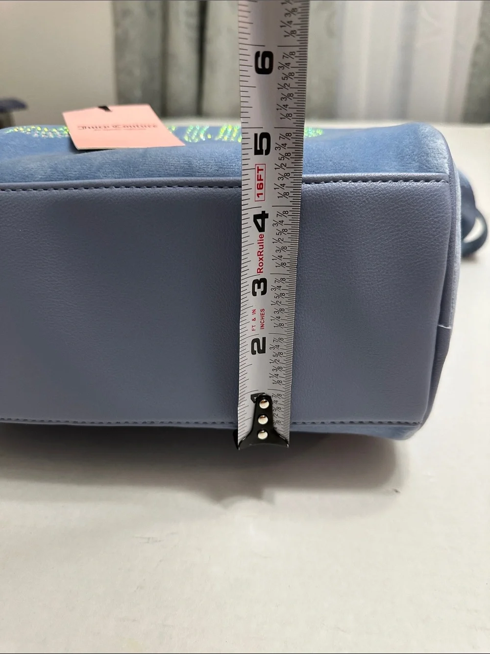 NEW Juicy Couture Obsession Satchel Bag Slate Blue Velvet - Picture 11 of 12